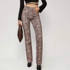 Reformation Peyton Snake-print high-rise bootcut jeans in size 25. With tags